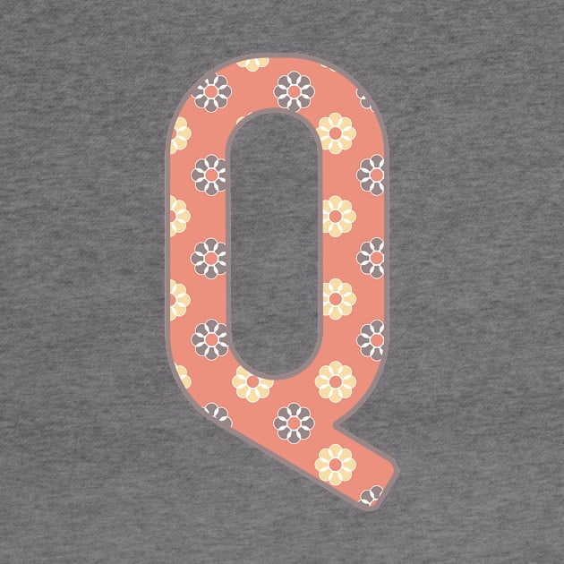 MONOGRAM LETTER Q PINK FLORAL TYPOGRAPHY DESIGN by Rhubarb Myrtle